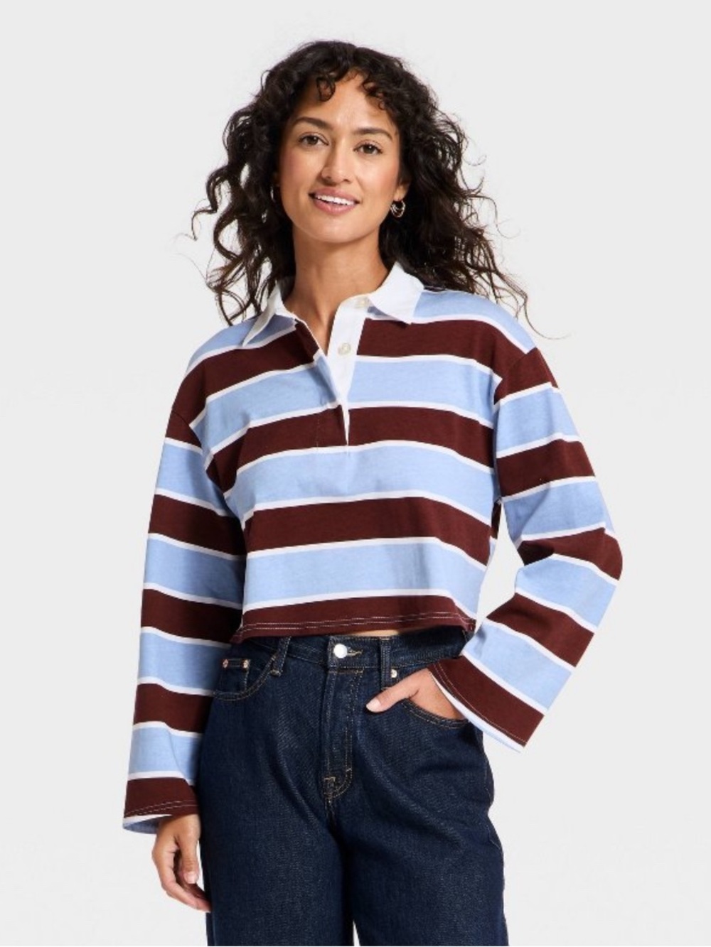 NWT UNIVERSAL THREAD long sleeve stripe rugby polo top